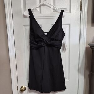 Dolfin Elegant Black Women's Swim Dress One Piece NWT